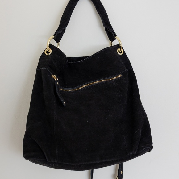 le chateau Black Suede Shoulder Bag with Zebra-Print Panel - Picture 5 of 6
